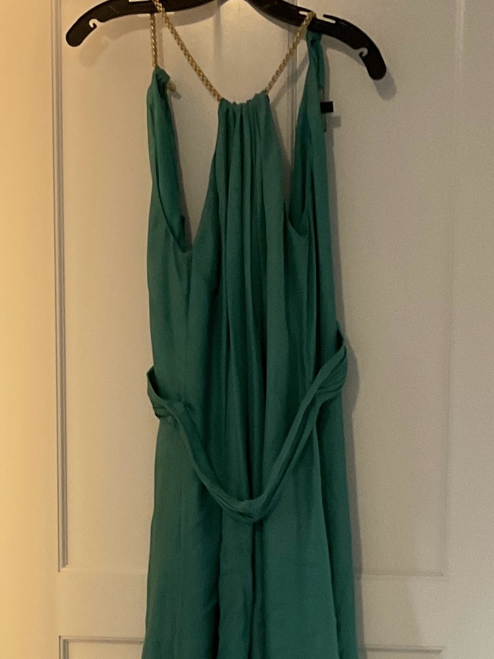 Boss Teal Green Sleeveless Midi Dress with Chain Straps
